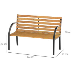 Садовая скамейка Outsunny 84B-188 (Natural/Black) Thumb