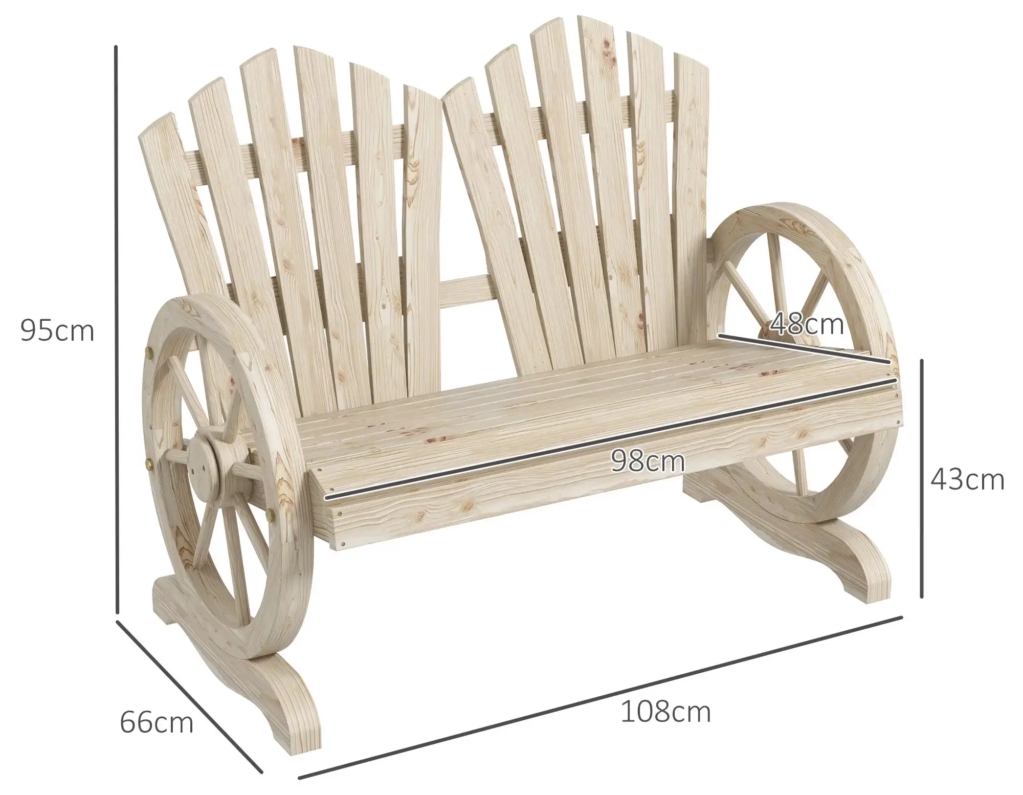 Садовая скамейка Outsunny 84B-406V00ND (Natural) - 3