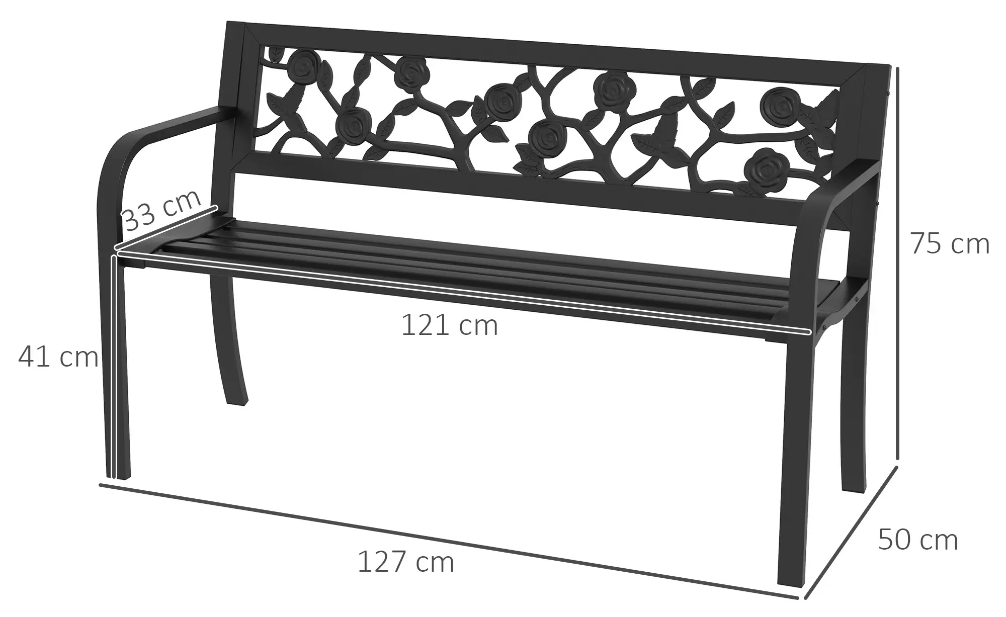 Садовая скамейка Outsunny 84G-245V00BK (Black) - 4