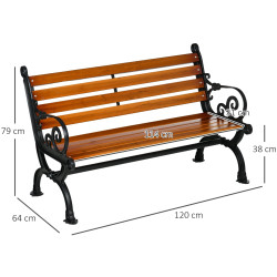 Садовая скамейка Outsunny 84G-248V00TK (Teak/Black) Thumb