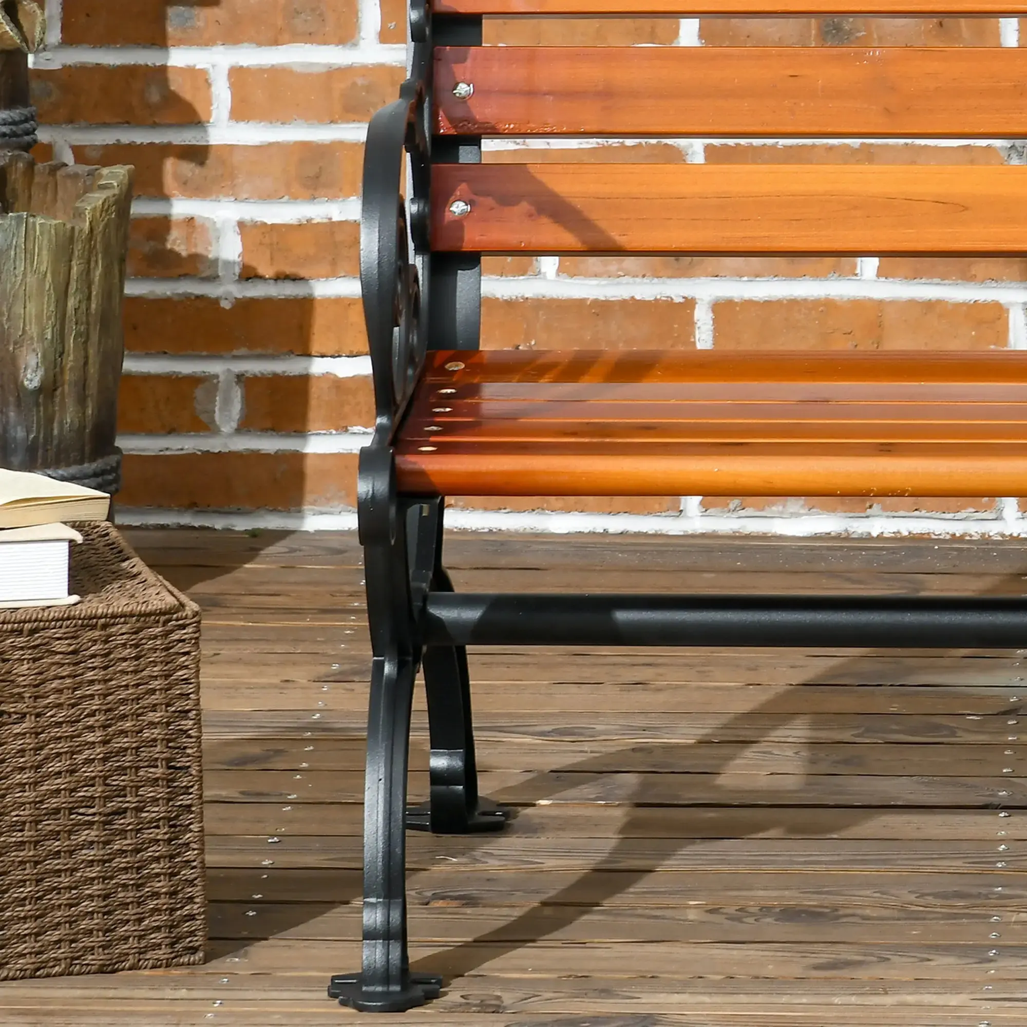 Садовая скамейка Outsunny 84G-248V00TK (Teak/Black) - 6