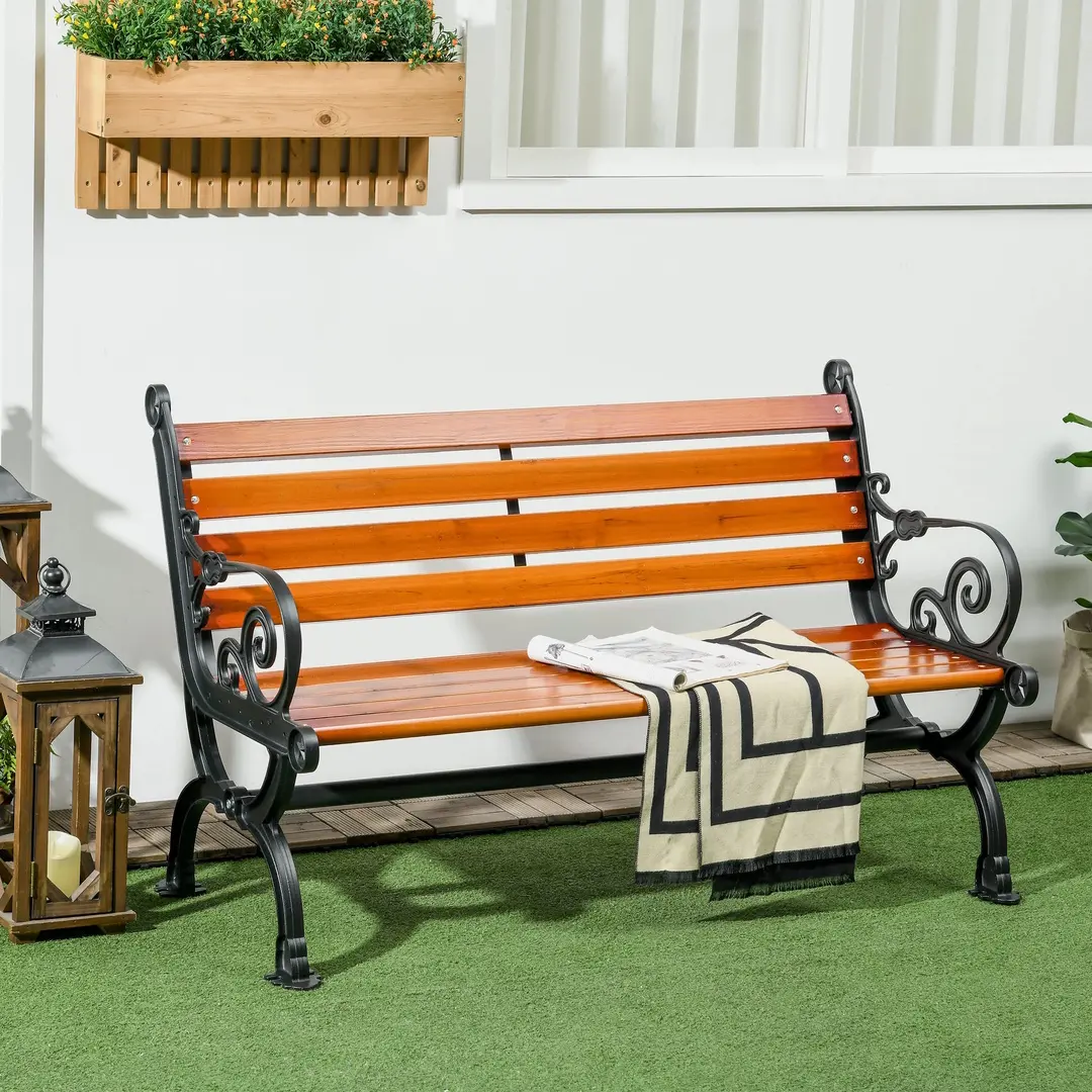 Садовая скамейка Outsunny 84G-248V00TK (Teak/Black)