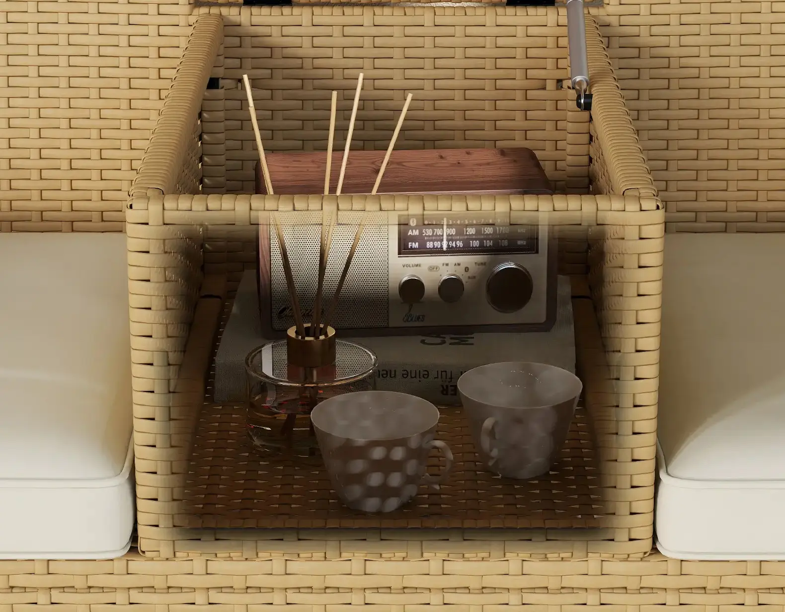 Banca de gradina Outsunny 860-350V00CW (Khaki/Cream) - 4