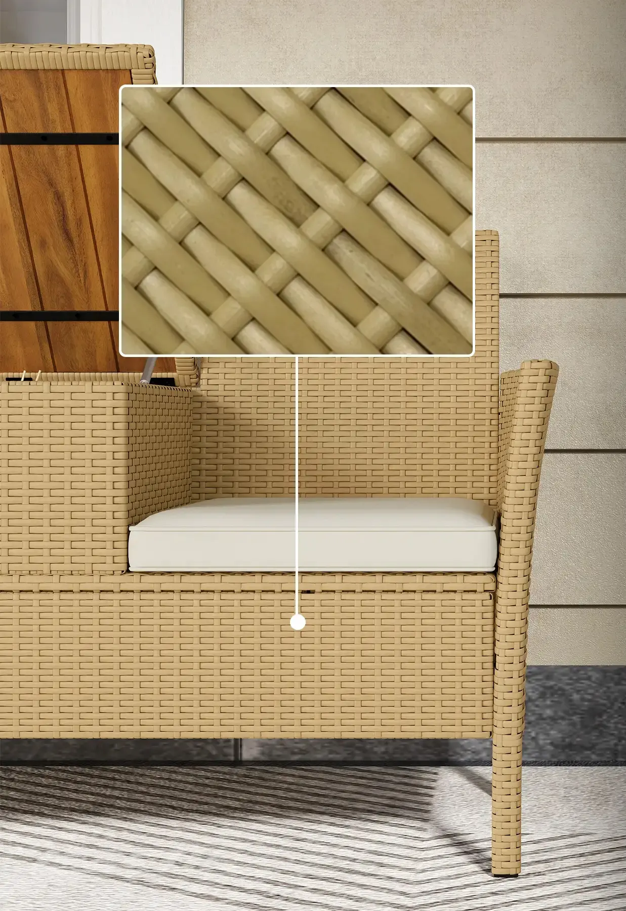 Banca de gradina Outsunny 860-350V00CW (Khaki/Cream) - 5