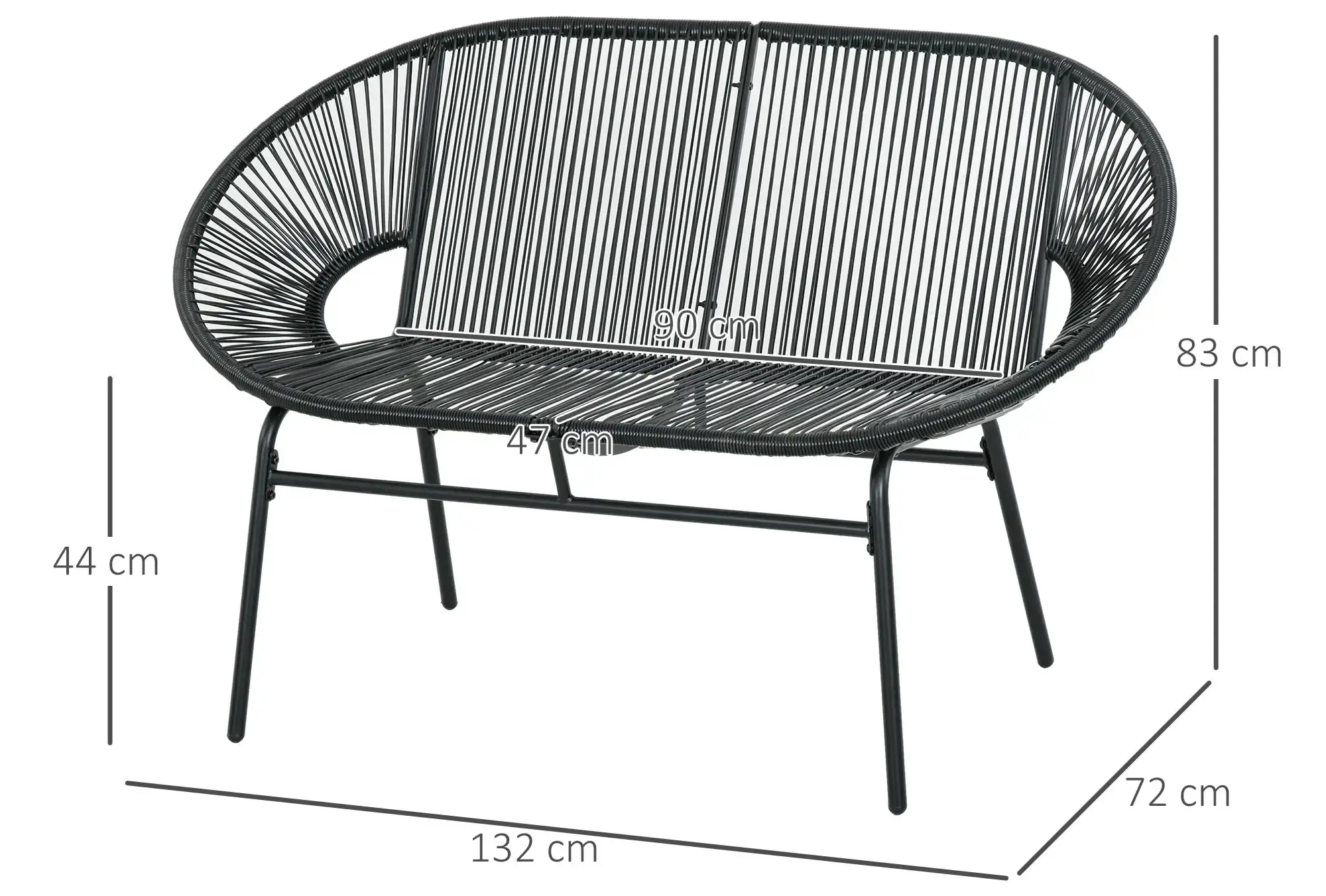 Садовая скамейка Outsunny 867-177V02BK (Black) - 7