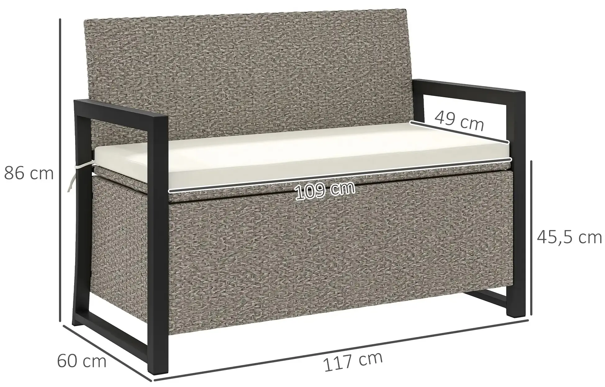 Садовая скамейка Outsunny 867-221V00CW (Cream White/Grey) - 4