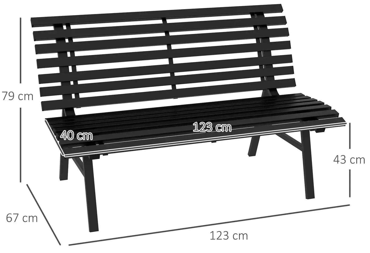 Скамейка Outsunny 84G-206V00BK (Black) - 7