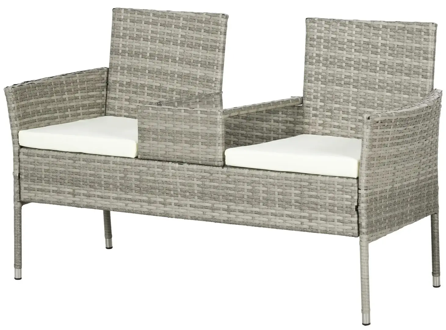 Banca cu masuta Outsunny 867-181V00GG (Cream/Grey)