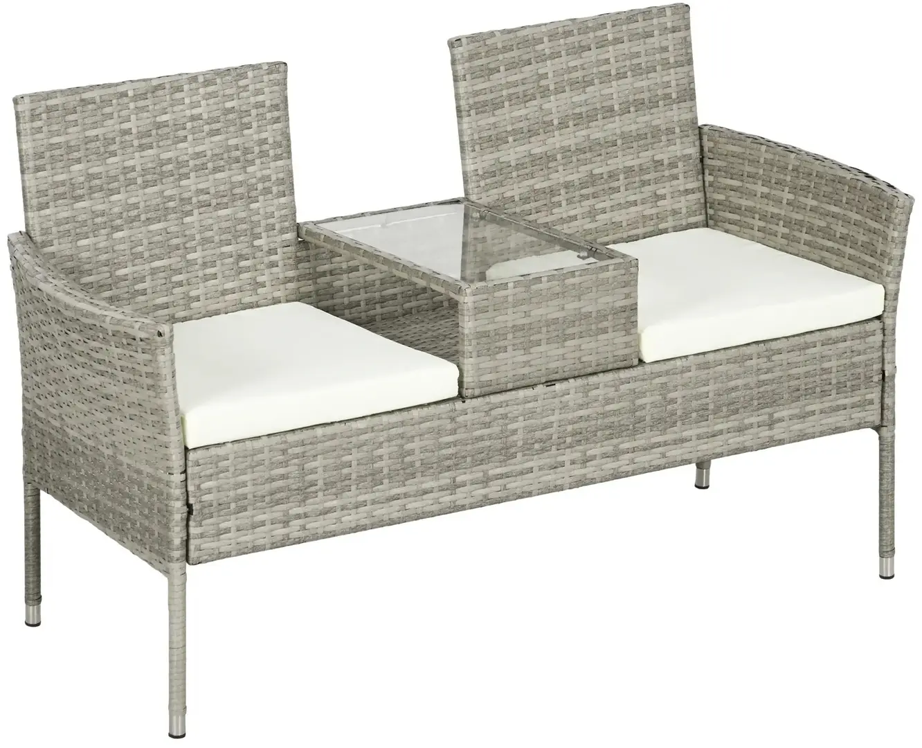 Banca cu masuta Outsunny 867-181V00GG (Cream/Grey)