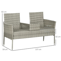 Banca cu masuta Outsunny 867-181V00GG (Cream/Grey) Thumb