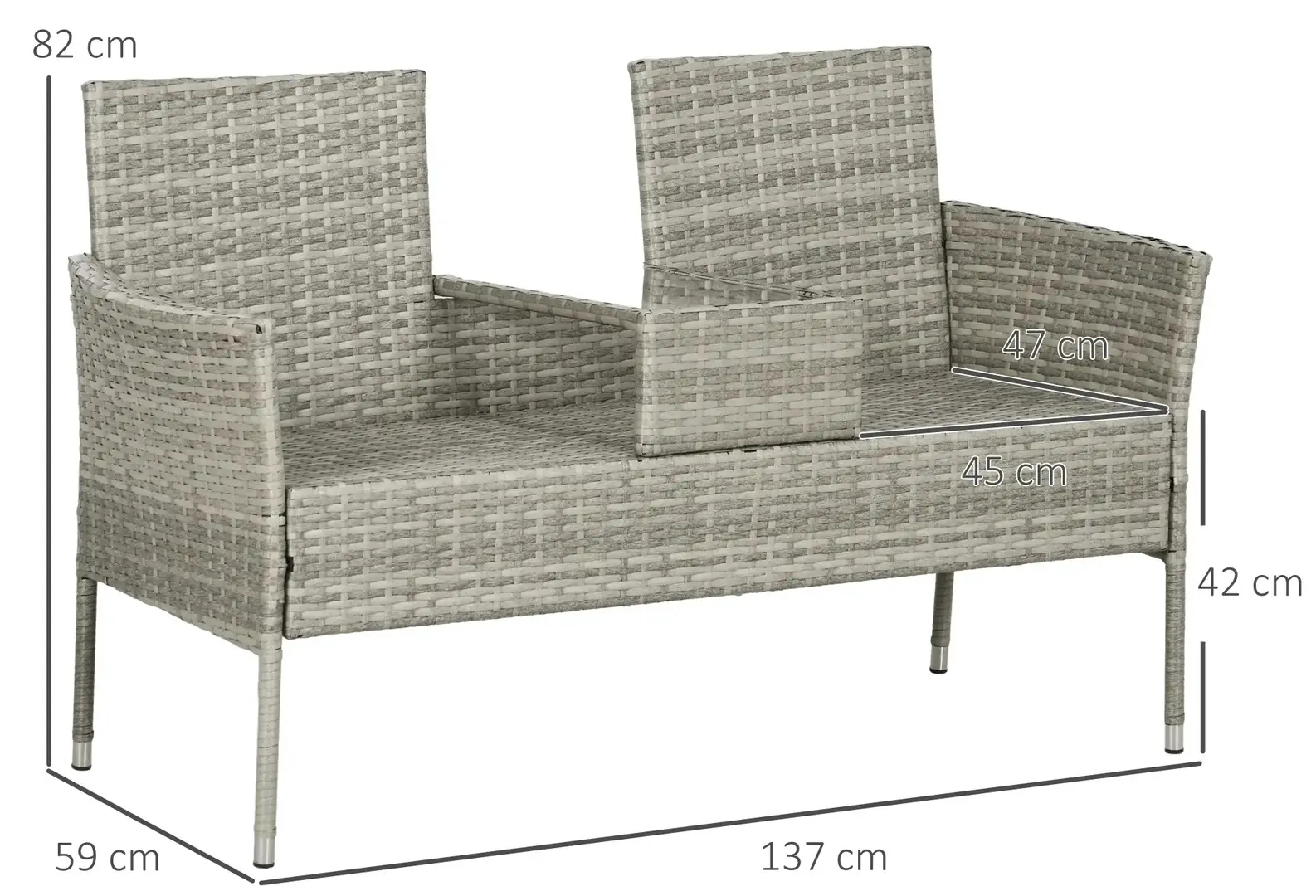 Banca cu masuta Outsunny 867-181V00GG (Cream/Grey)