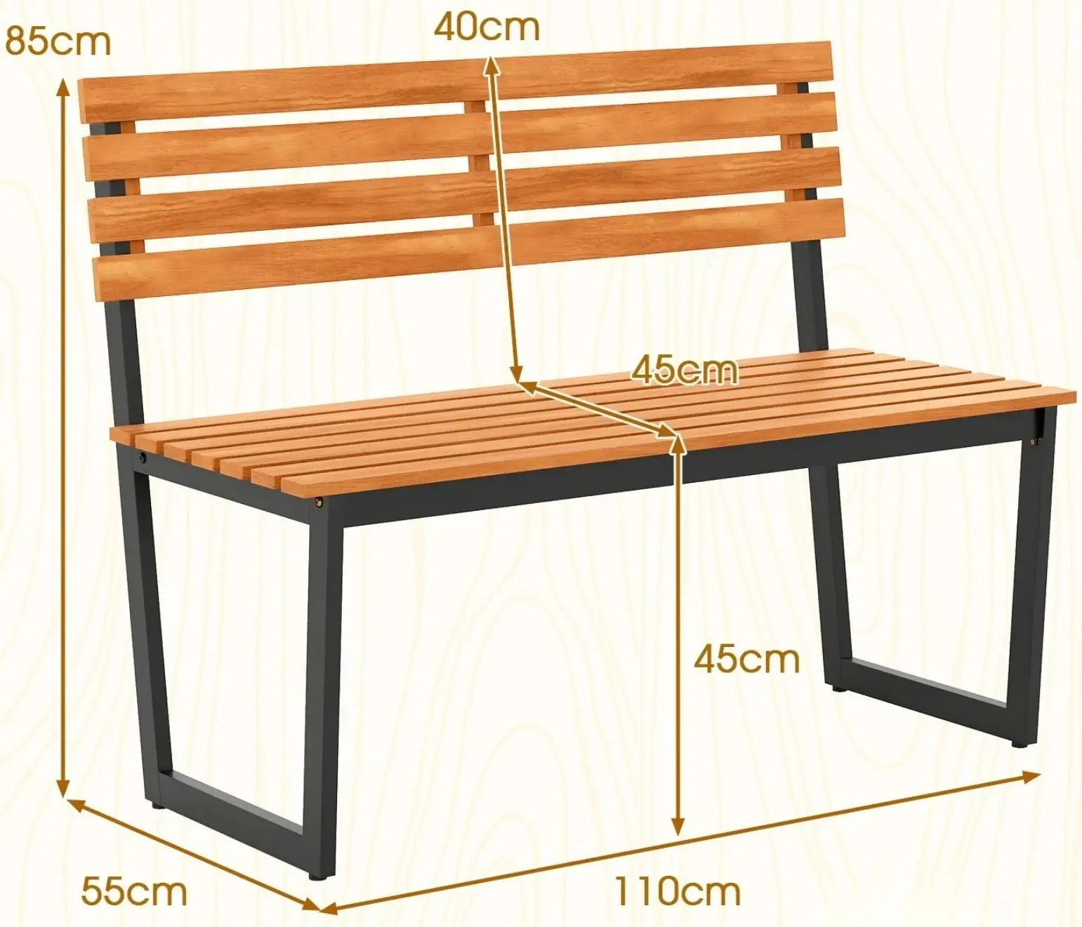 Banca Costway JV13458 (Natural/Black) - 3