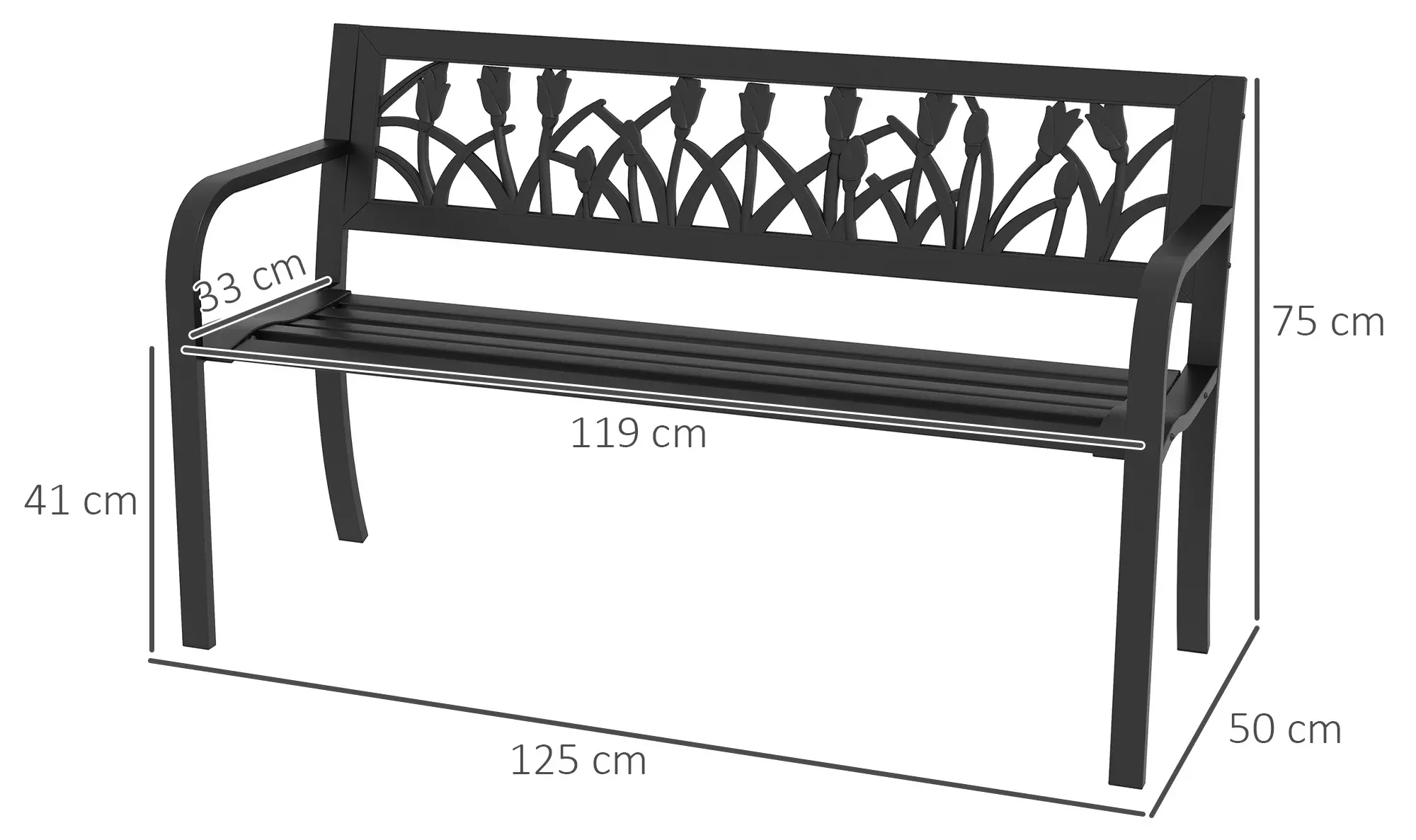 Banca de gradina Outsunny 84G-246V00BK (Black) - 4