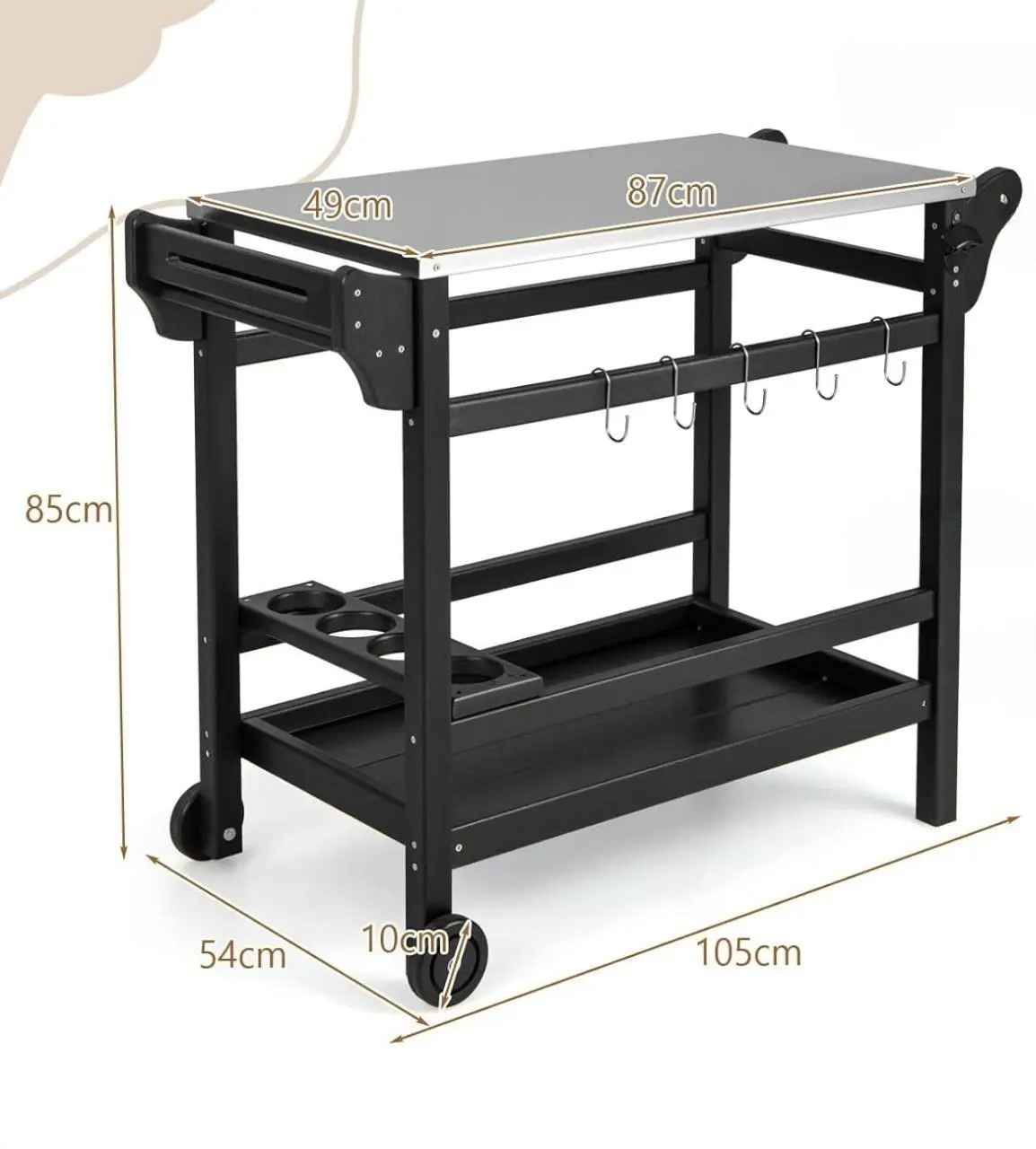 Carucior de servire Costway NP11555BK (Black)