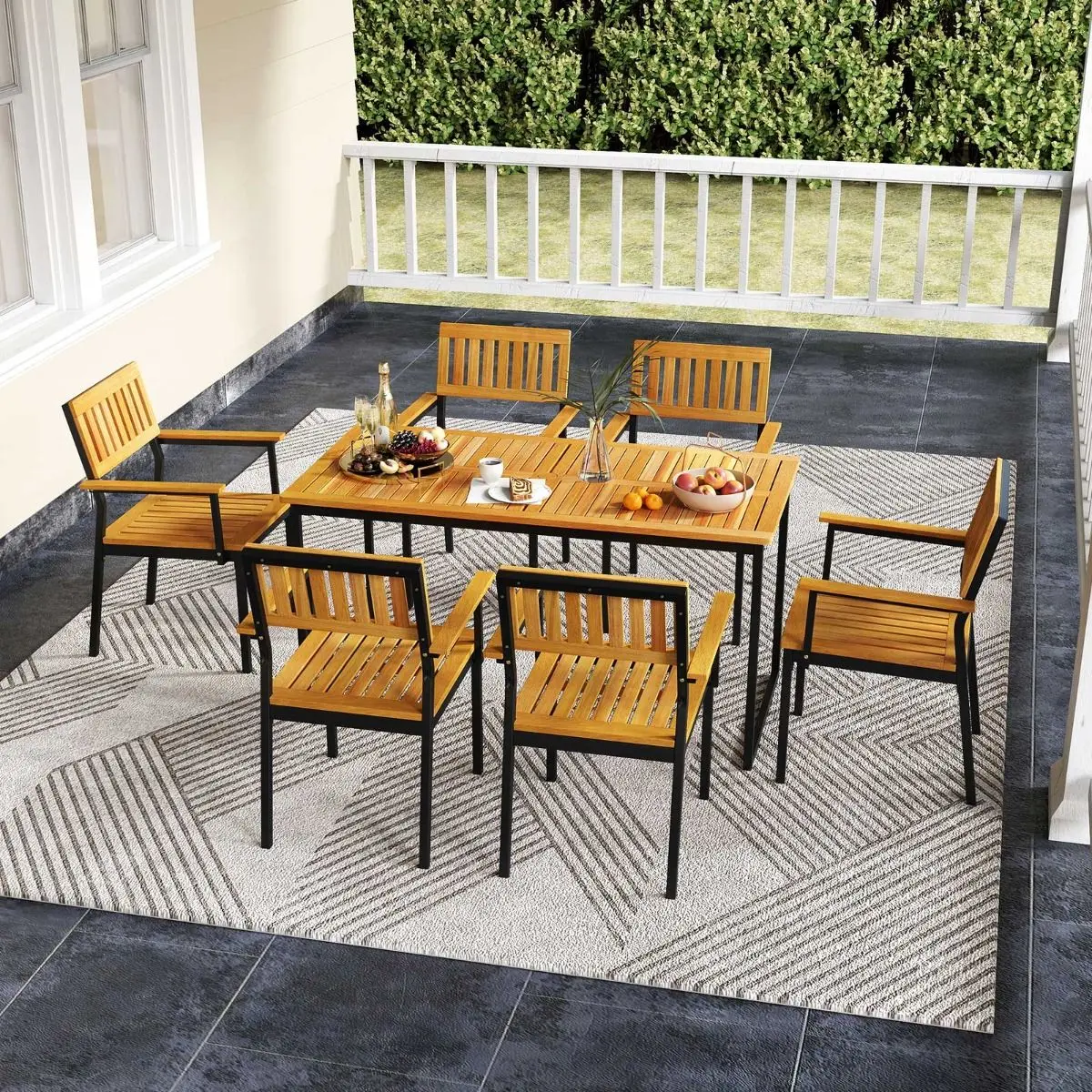 Masa Costway HW72937 (Natural/Black) - 4