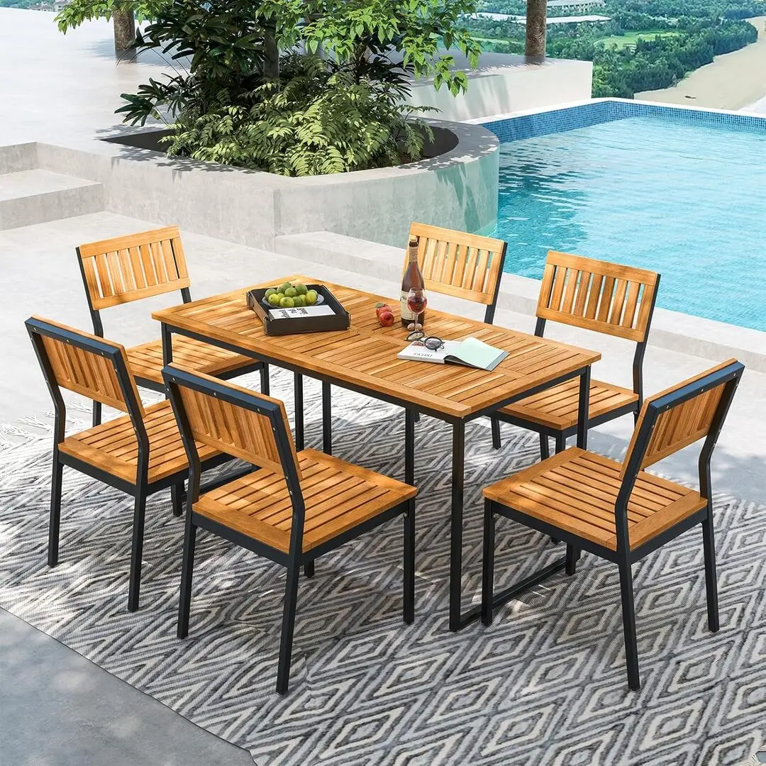 Masa Costway HW72937 (Natural/Black)