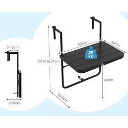 Стол навесной Costway NP11099BK (Black) Thumb