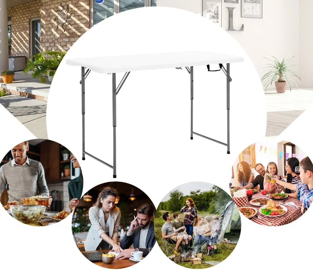 Masa pliabila Costway NP10265 (White)