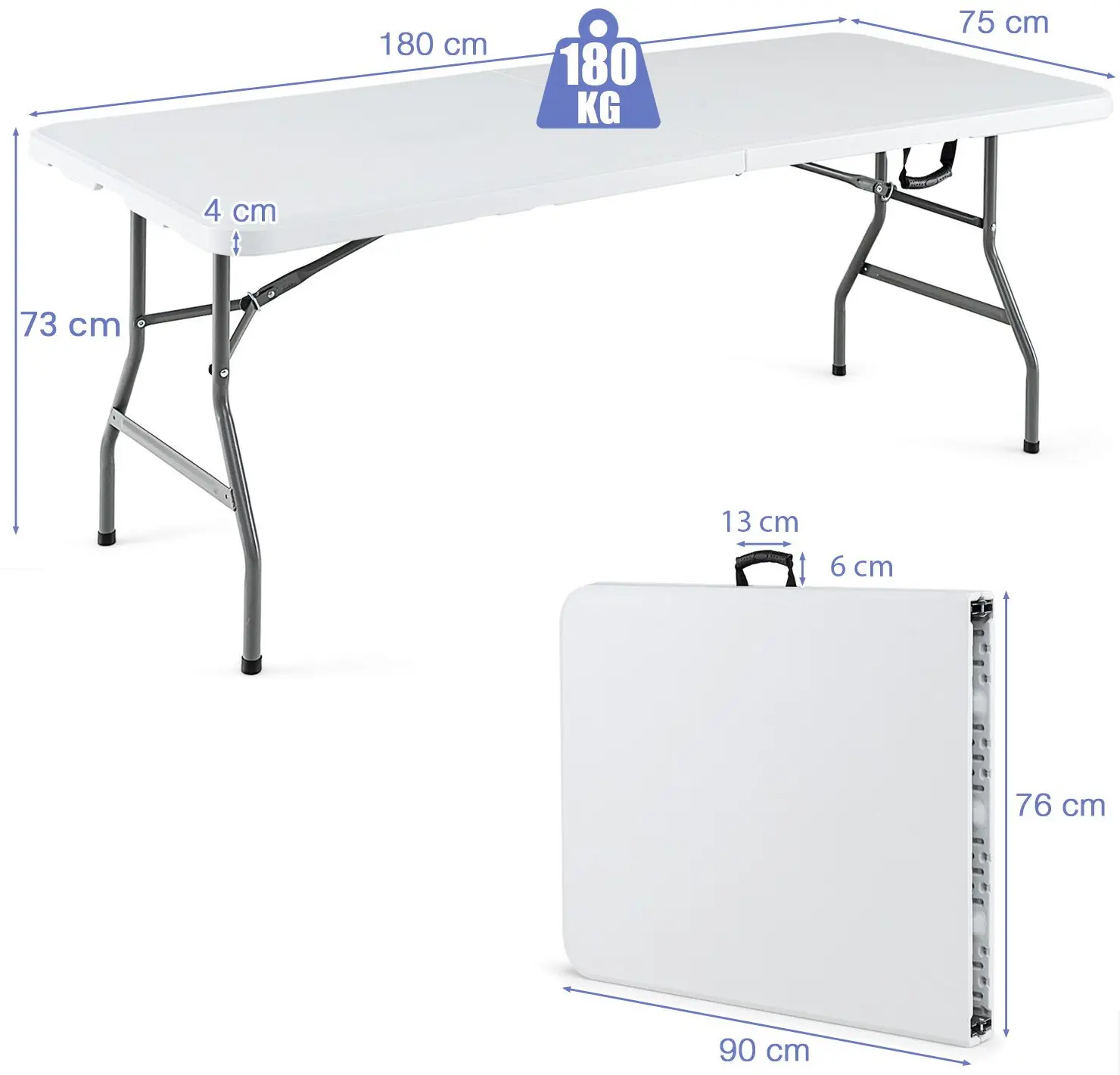 Стол складной Costway NP11701 (White) - 4