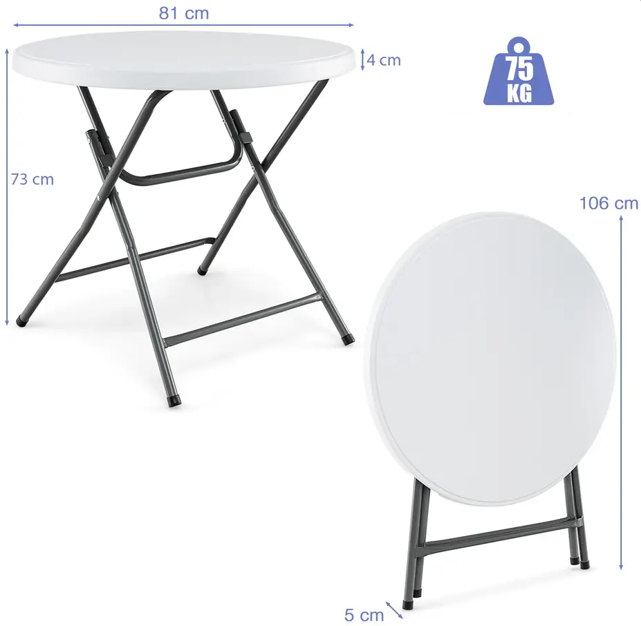 Стол складной Costway NP11702 (White) - 5