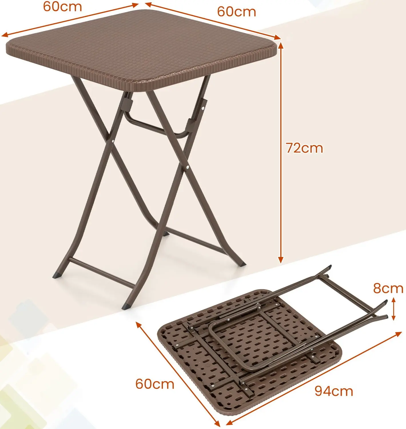 Стол складной Costway NP11841CF (Brown) - 4