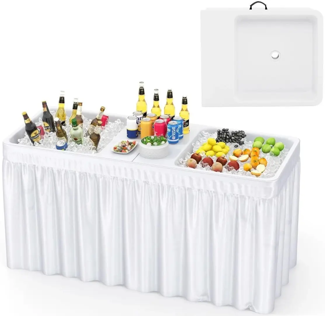 Стол складной с двойной раковиной Costway NP11922WH (White) - 2