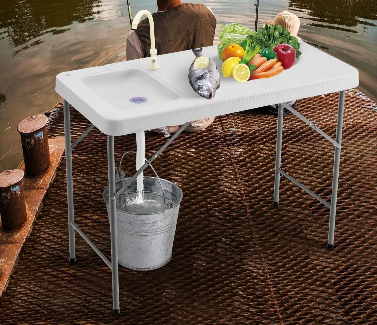 Стол складной с мойкой Costway NP10266 (White)