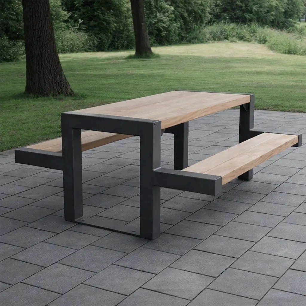 Стол с лавочками DastimArt 946 (Natural/Black)