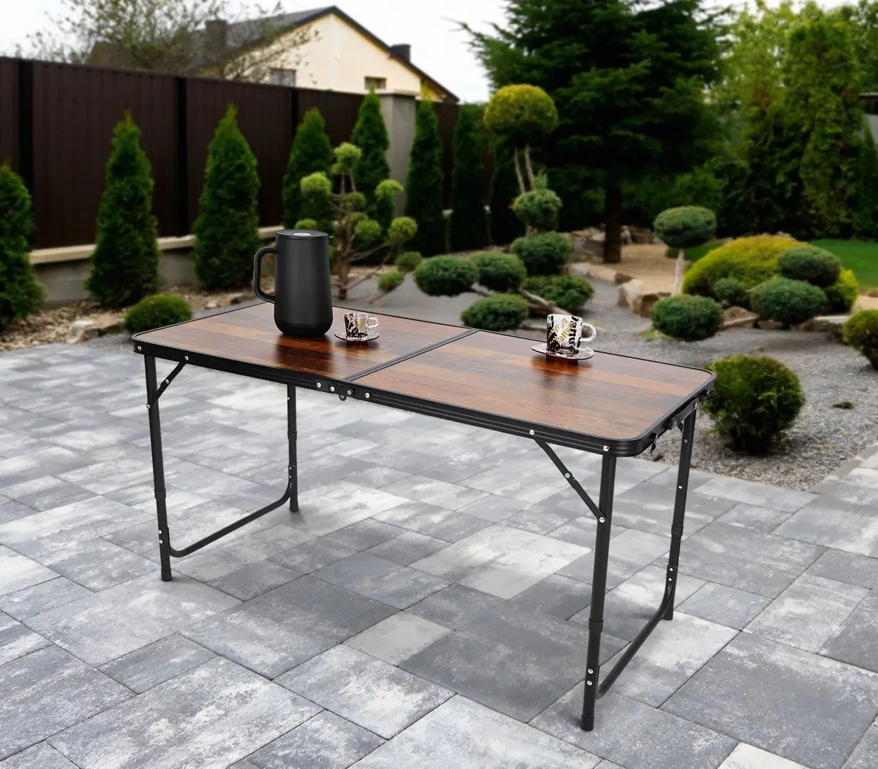 Стол складной Enero Camp 1055237 120x60x70/62/55 (Wood/Black)