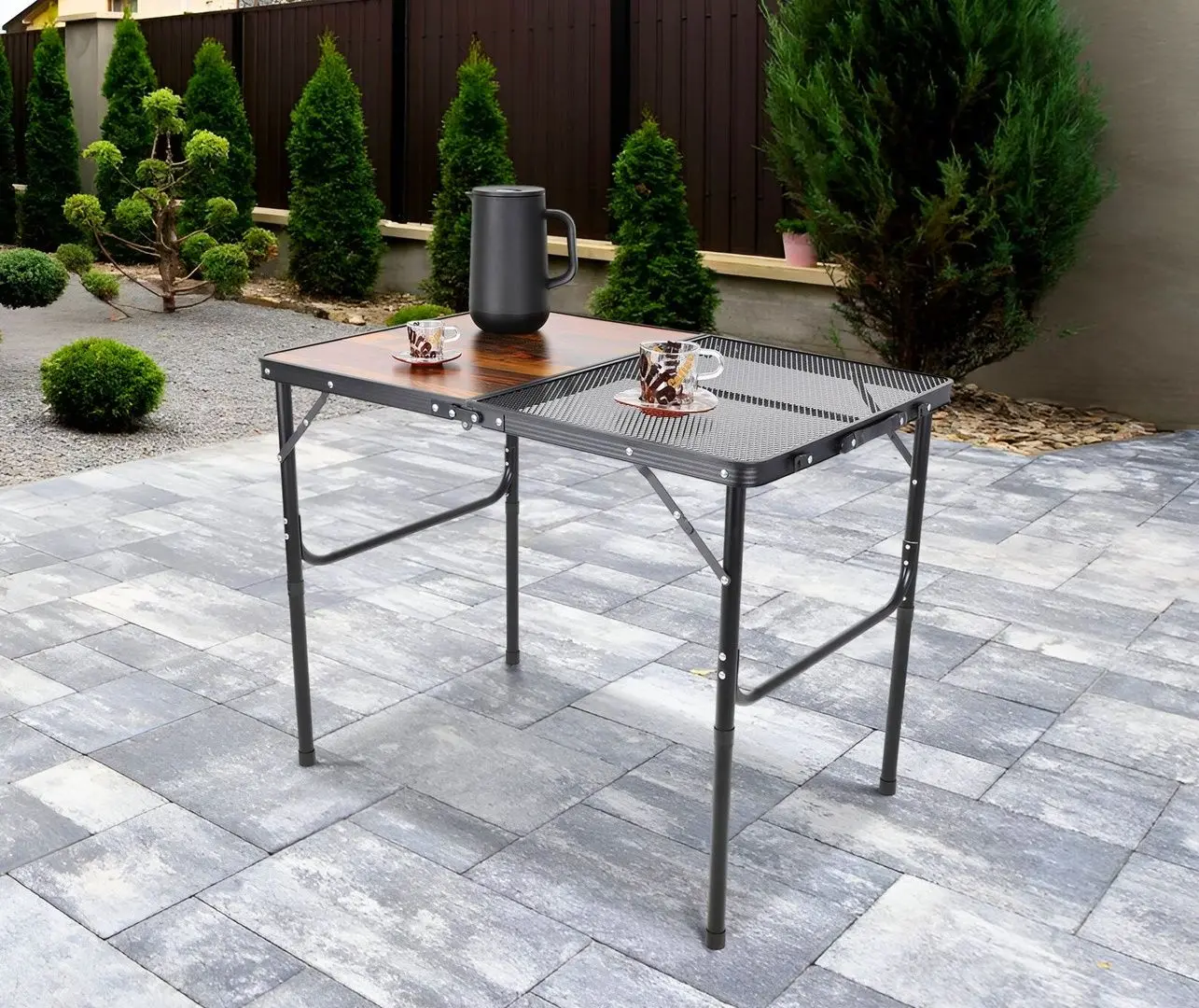 Стол складной Enero Camp 1055299 90x60x36/68 (Wood/Black)