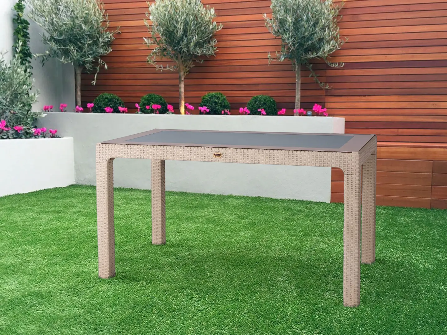 Masa Heniver Rattan Table 140x80 (Cappuccino)