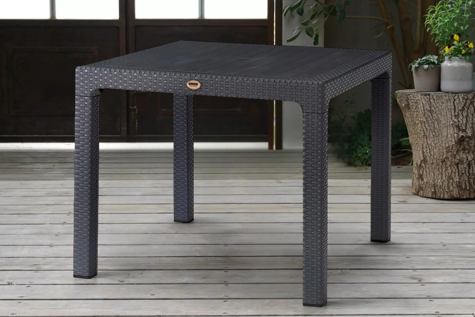 Стол Heniver Rattan Table 90x90 (Anthracite)