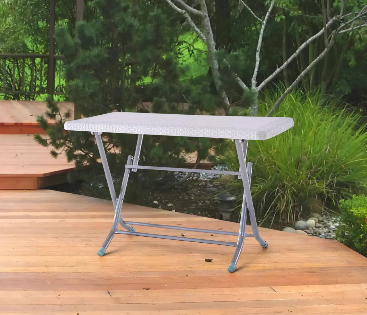 Masa plianta Heniver Rattan Table Metal 2K 120x70 (White)