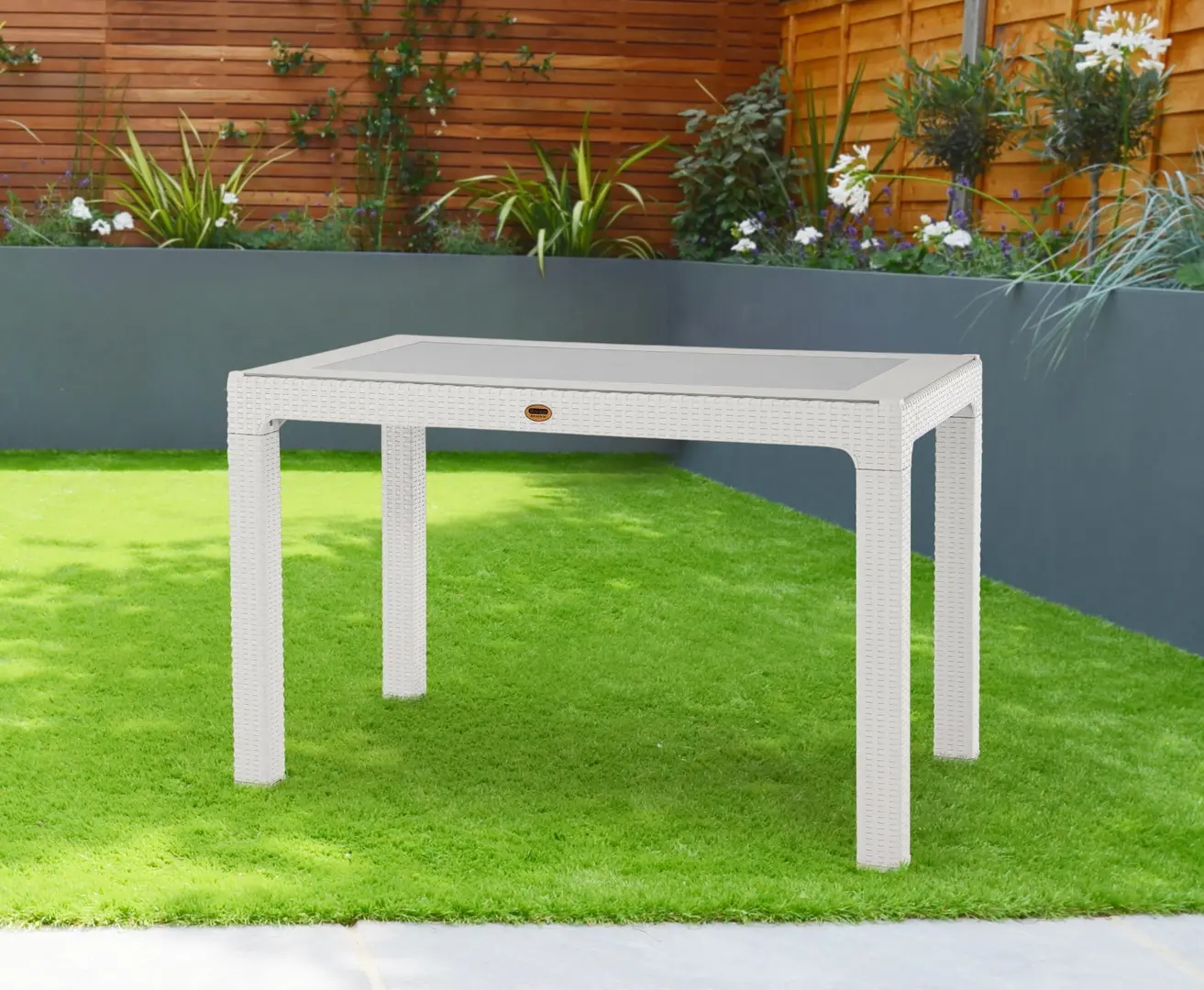 Masa Heniver Rattan Table 120x70 (White)