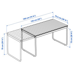 Садовый стол Ikea Vasman 135/190x74 (Светло-коричневый) Thumb