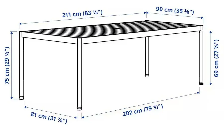 Masa Ikea Segeron 91x212 (Verde Inchis/Gri)