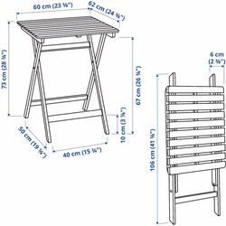 Стол складной Ikea Askholmen 60x62 (Темно-Коричневый) Thumb