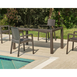 Стол Magnusplus Rattan со стеклом 120x70 (Brown)