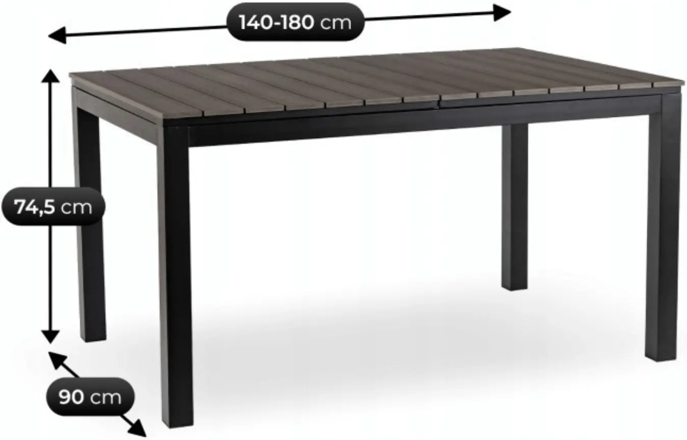 Стол раскладной Mebel Elite Argos 140/180 (Dark Grey/Black) - 7