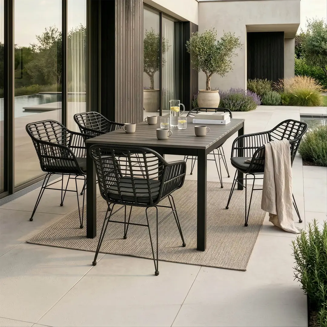 Стол раскладной Mebel Elite Argos 140/180 (Dark Grey/Black)