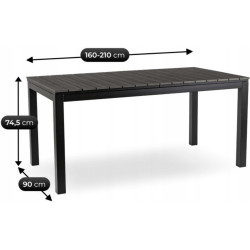 Стол раскладной Mebel Elite Argos 160/210 (Dark Grey/Black) Thumb