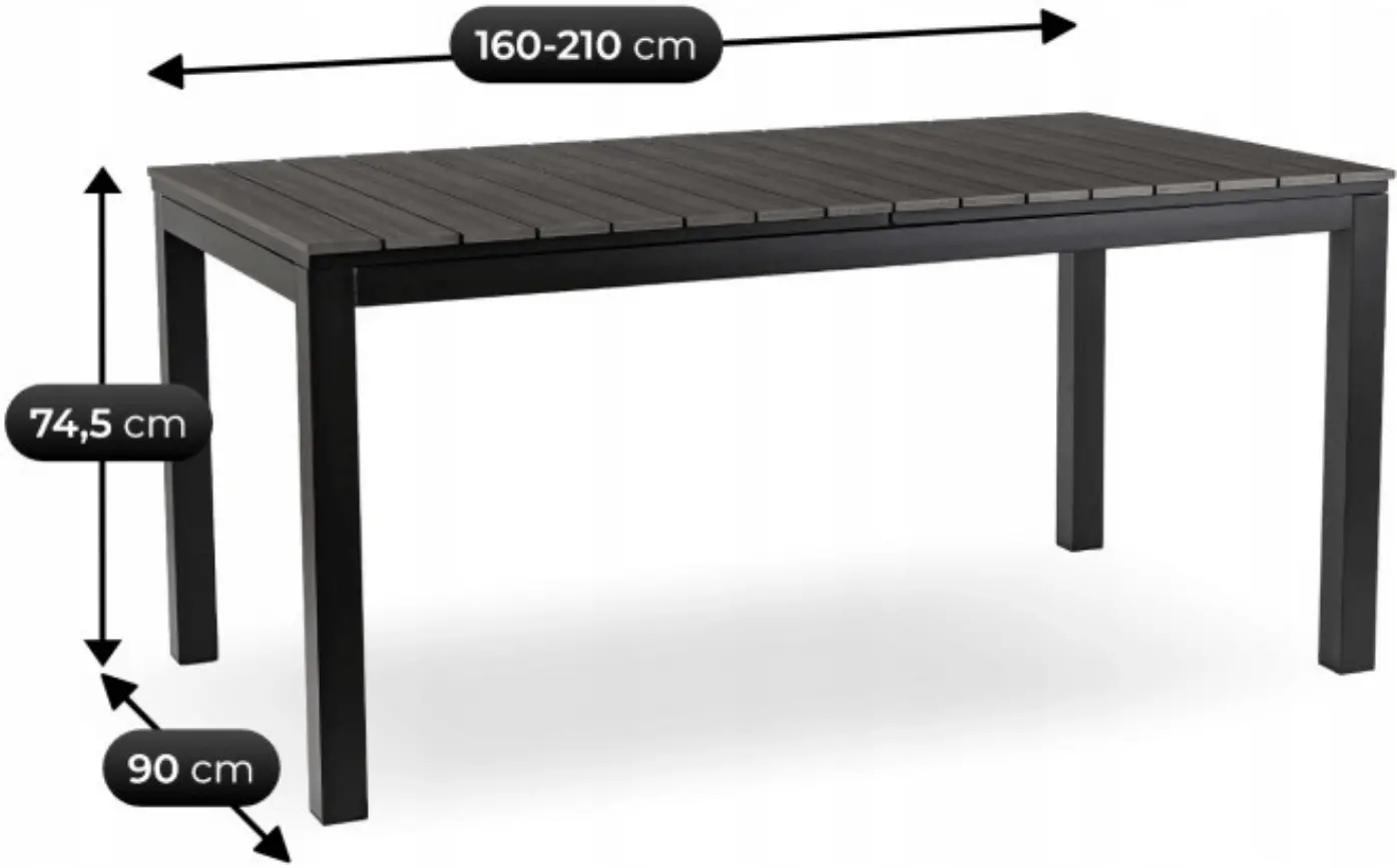 Стол раскладной Mebel Elite Argos 160/210 (Dark Grey/Black) - 7