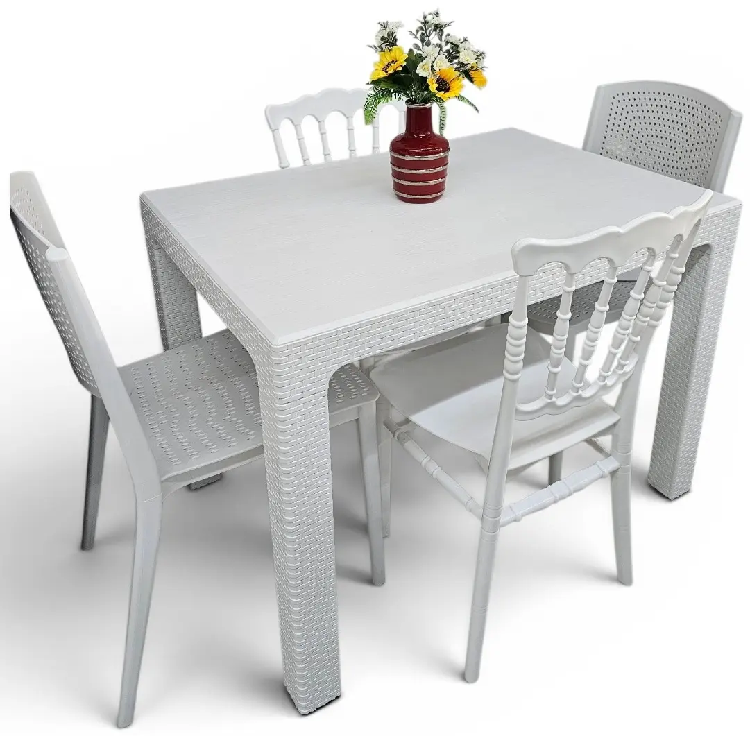 Masa Mobiland Rattan 100x70 (White) - 2