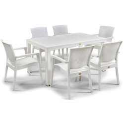 Masa Mobiland Rattan 150x90 (White) Thumb