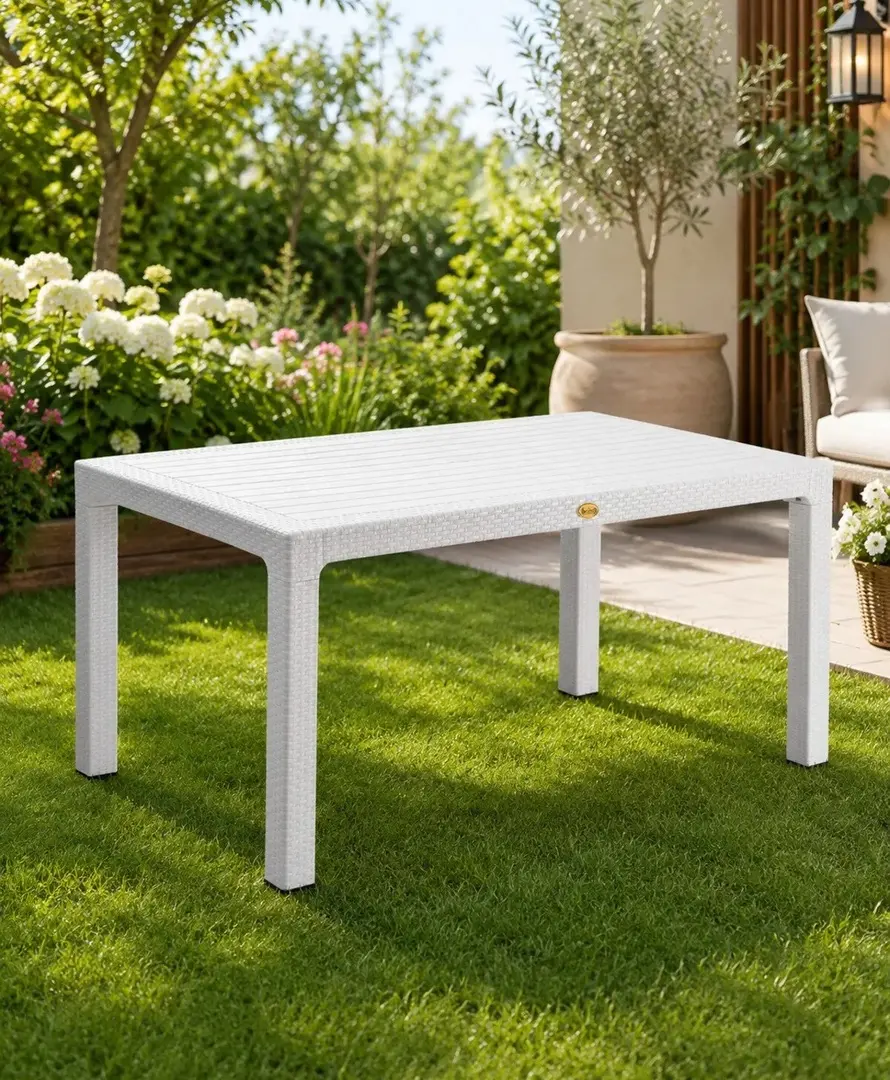 Masa Mobiland Rattan 150x90 (White)
