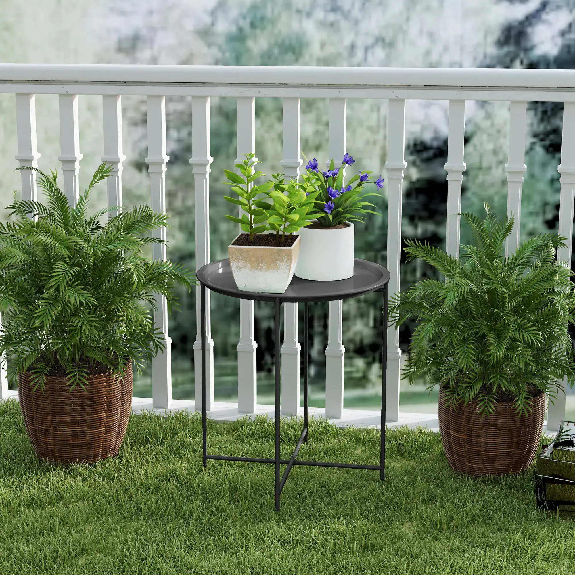 Садовый журнальный столик Outsunny 84G-698V00BK (Black) - 6