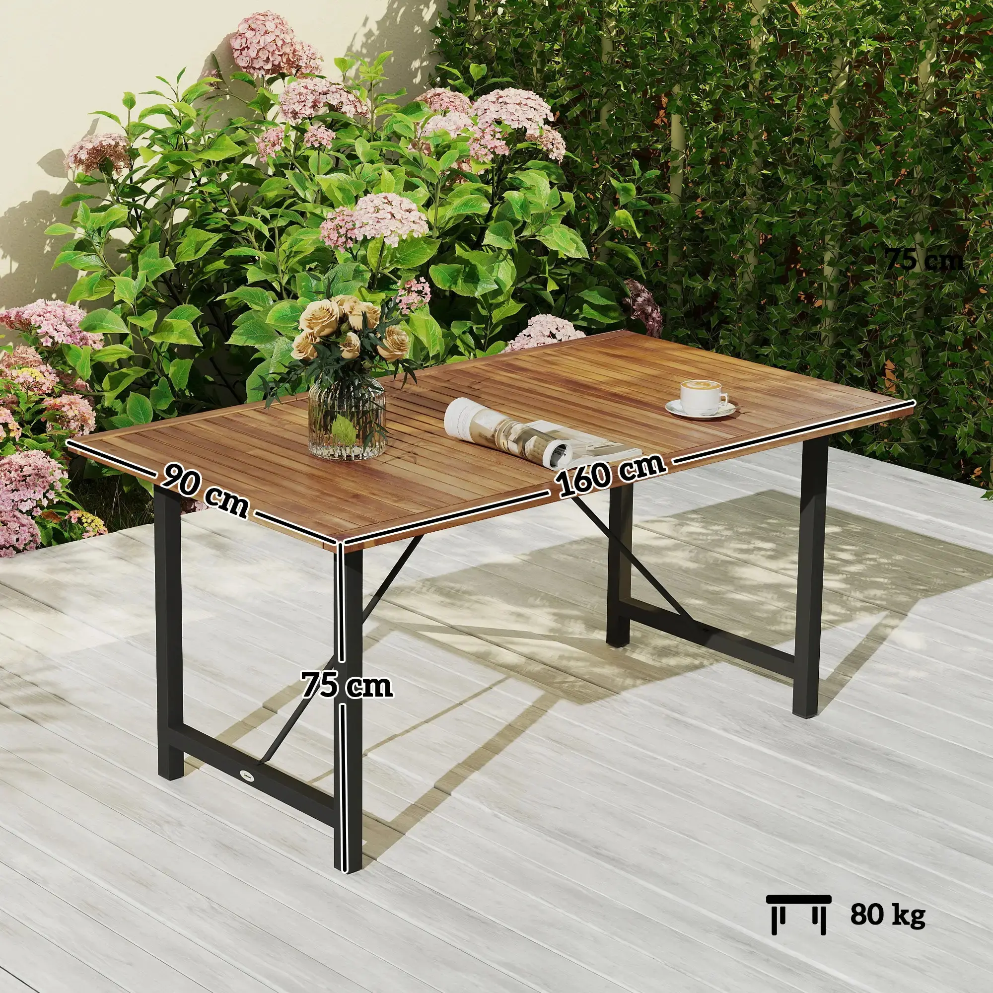 Masa de gradina Outsunny 84G-514V00TK (Teak/Black) - 5