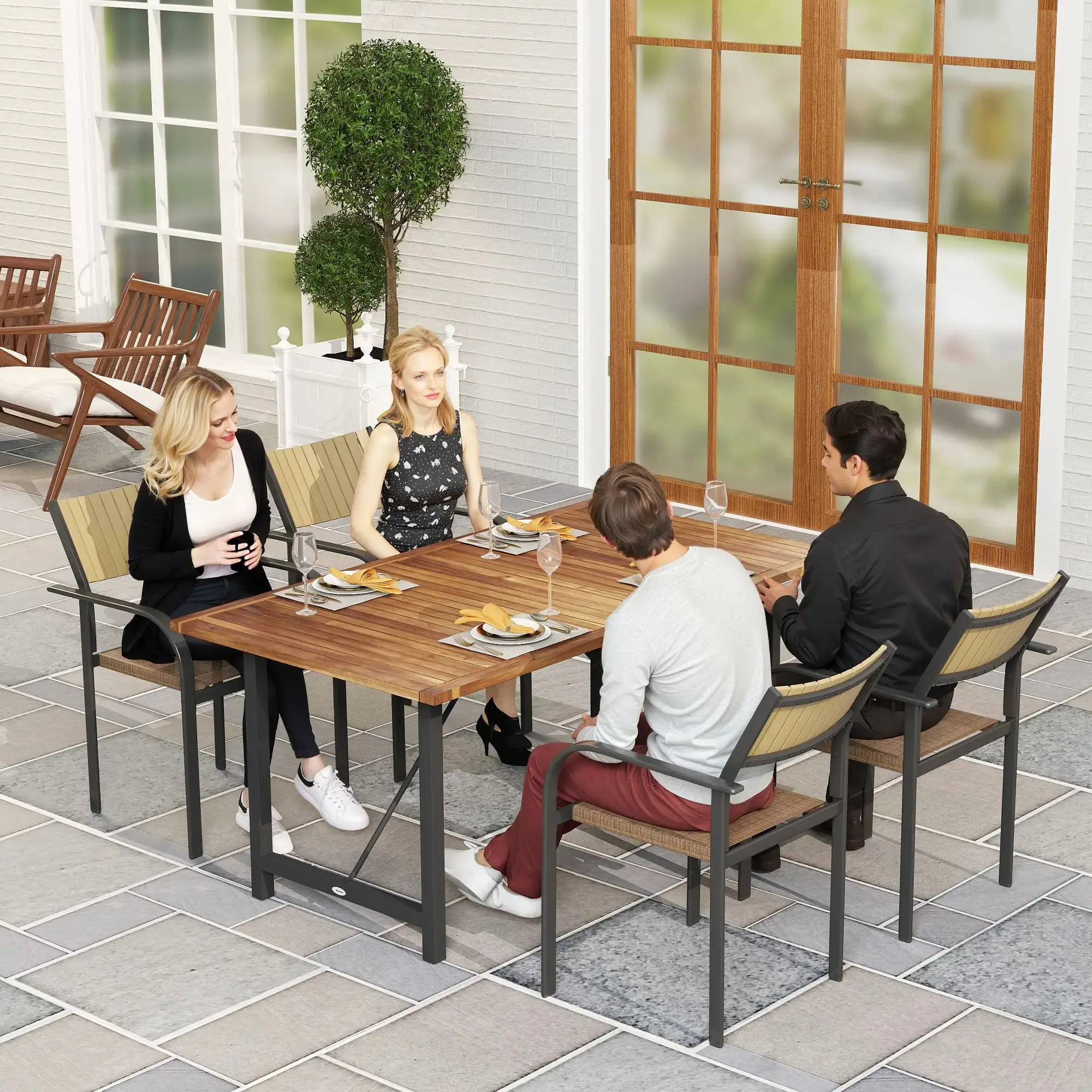 Masa de gradina Outsunny 84G-514V00TK (Teak/Black) - 8