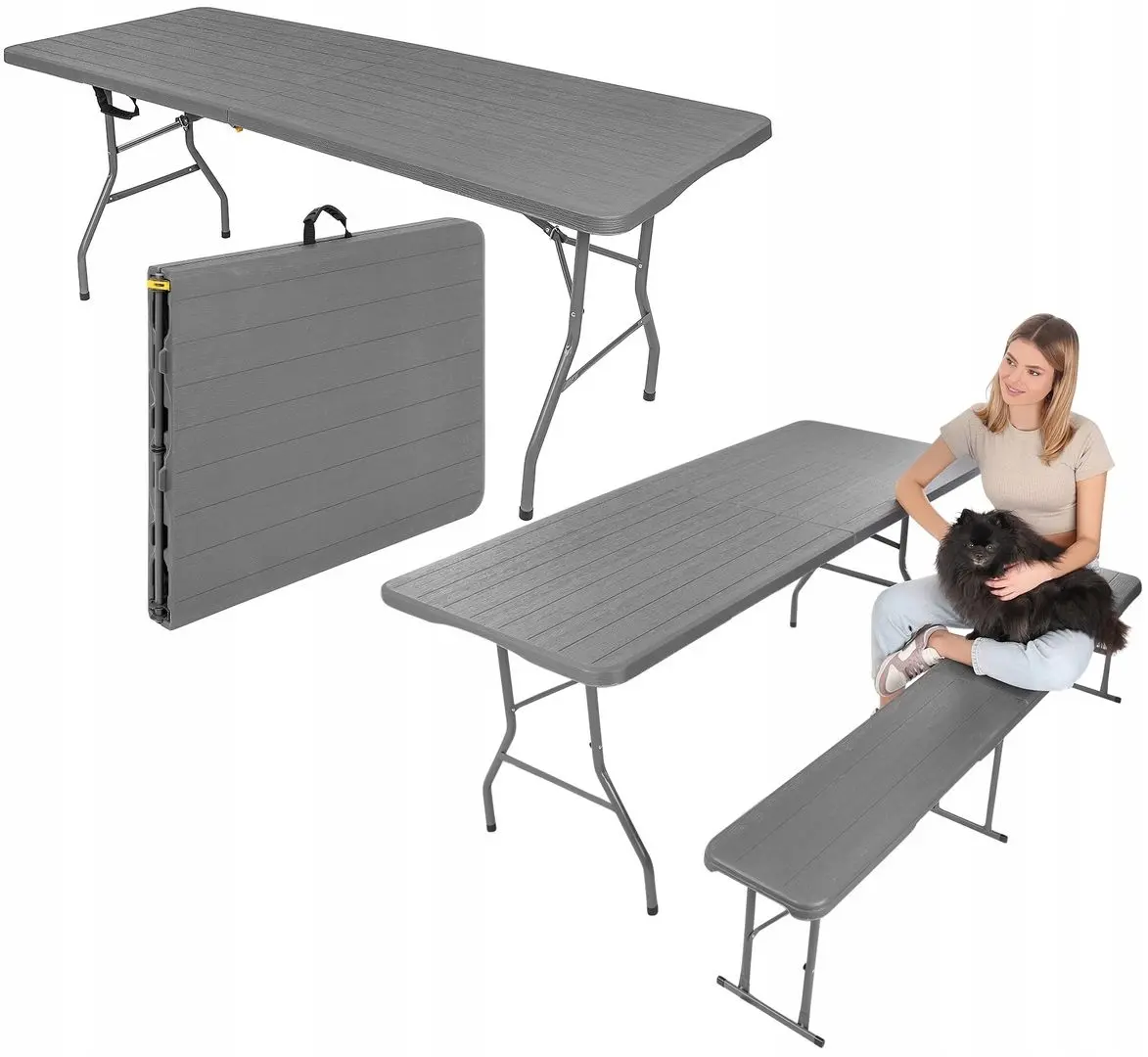 Стол складной Saska Garden 1053752 74x180 (Dark Grey) - 11