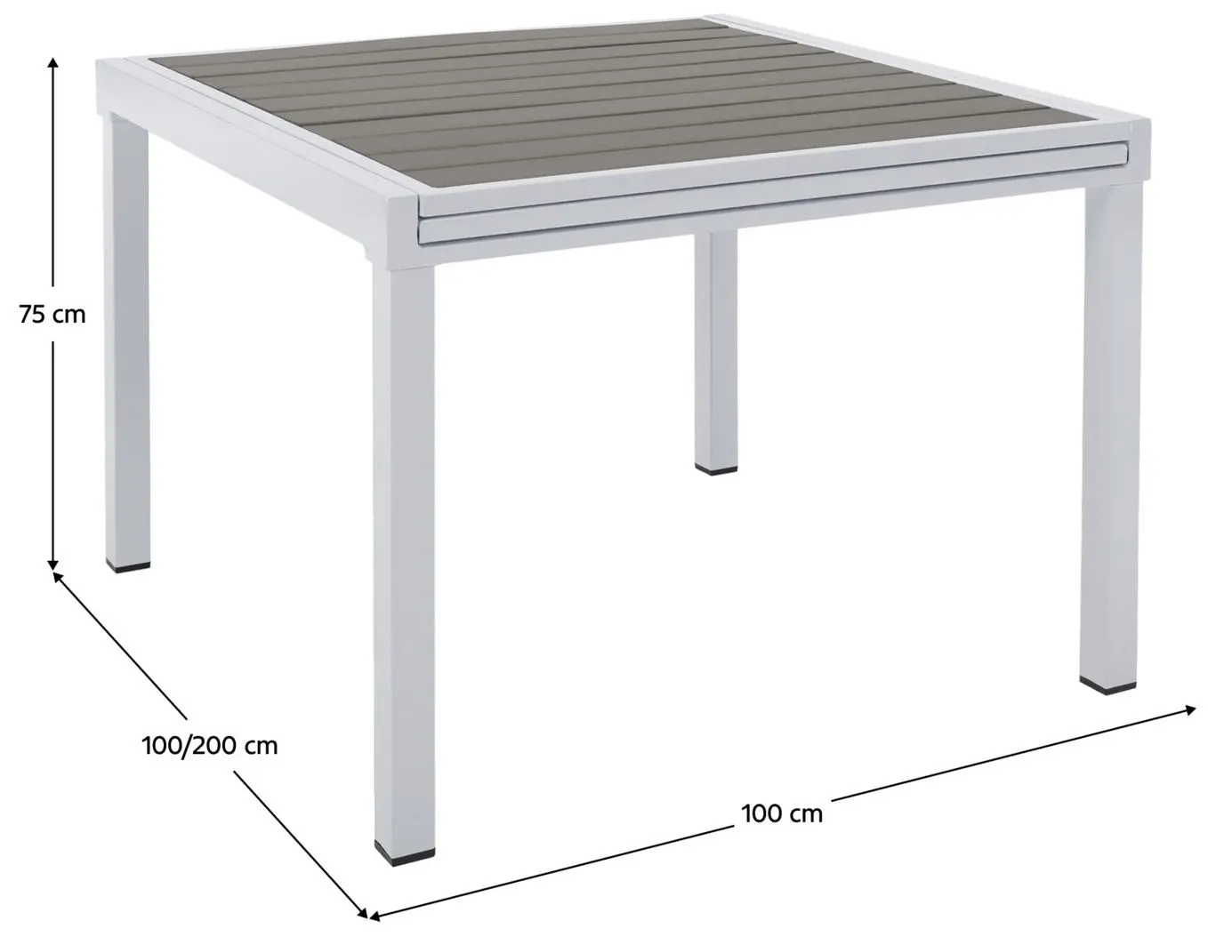Masa extensibila Tempo Kondela Dorio 75x100/200 (White/Grey)